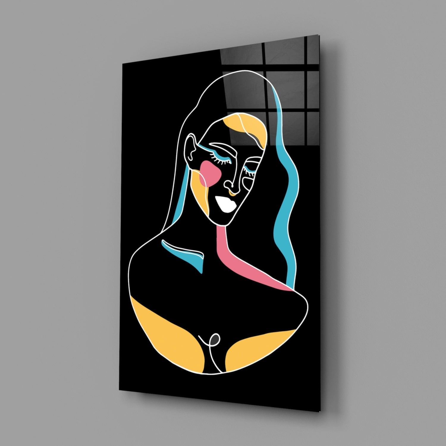 Abstract Colorful Portrait Glass Wall Art