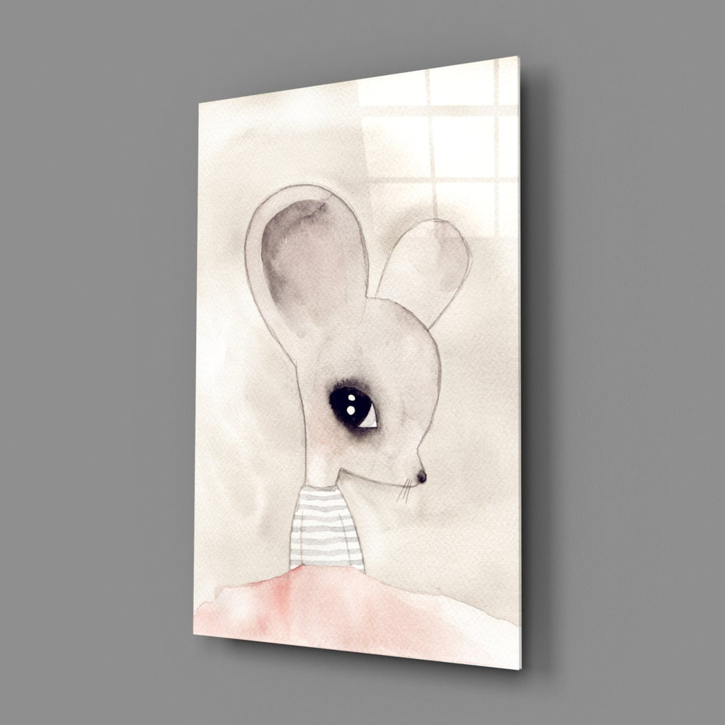 Cute Mouse Glass Wall Art