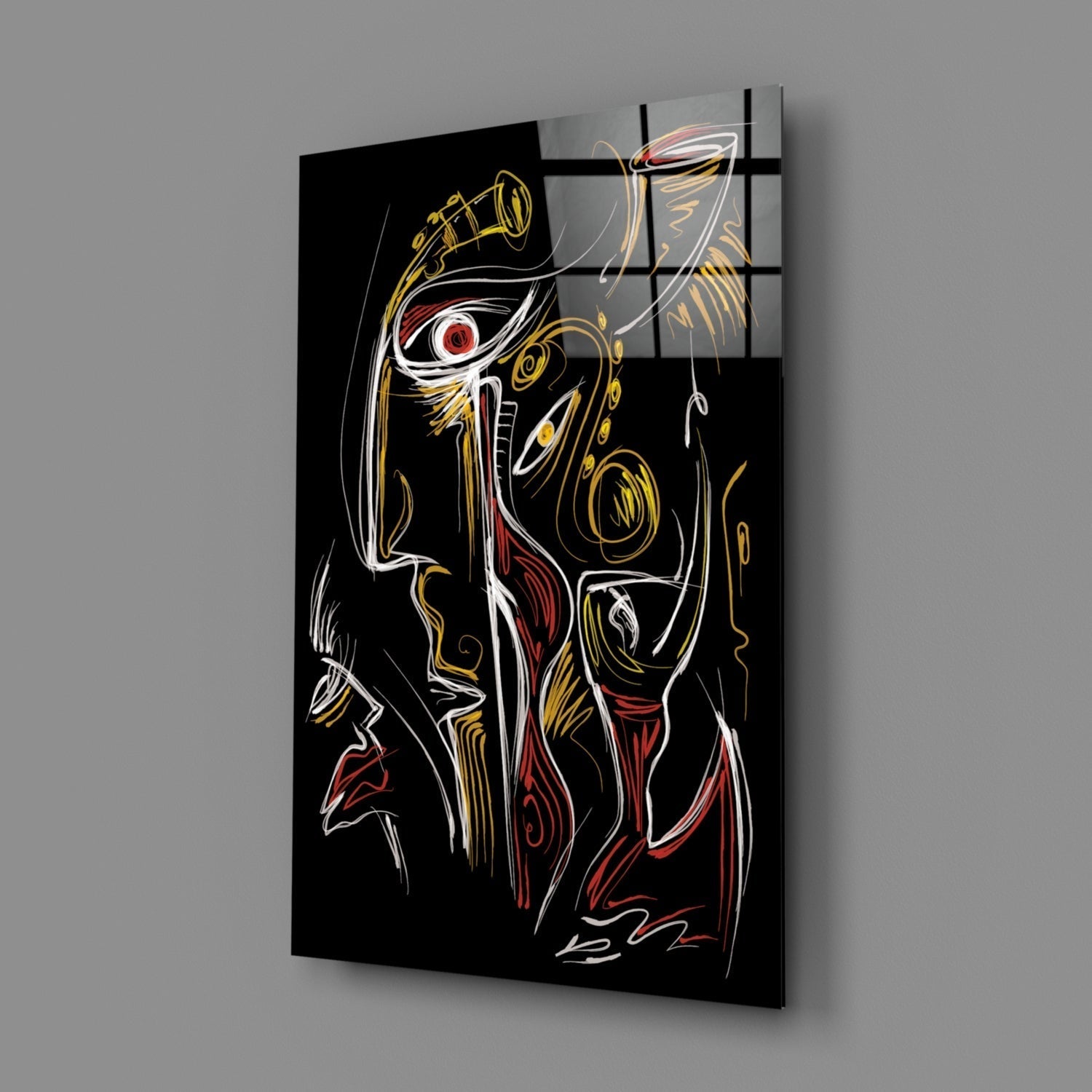 Abstract Faces Glass Wall Art