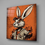 Cool Rabbit Glass Wall Art