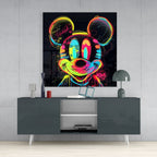 Neon Mickey Glass Wall Art|| Designer's Collection