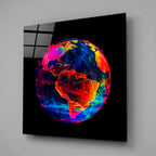 Neon Earth Glass Wall Art|| Designer's Collection