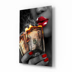 Burn the Money Glass Wall Art