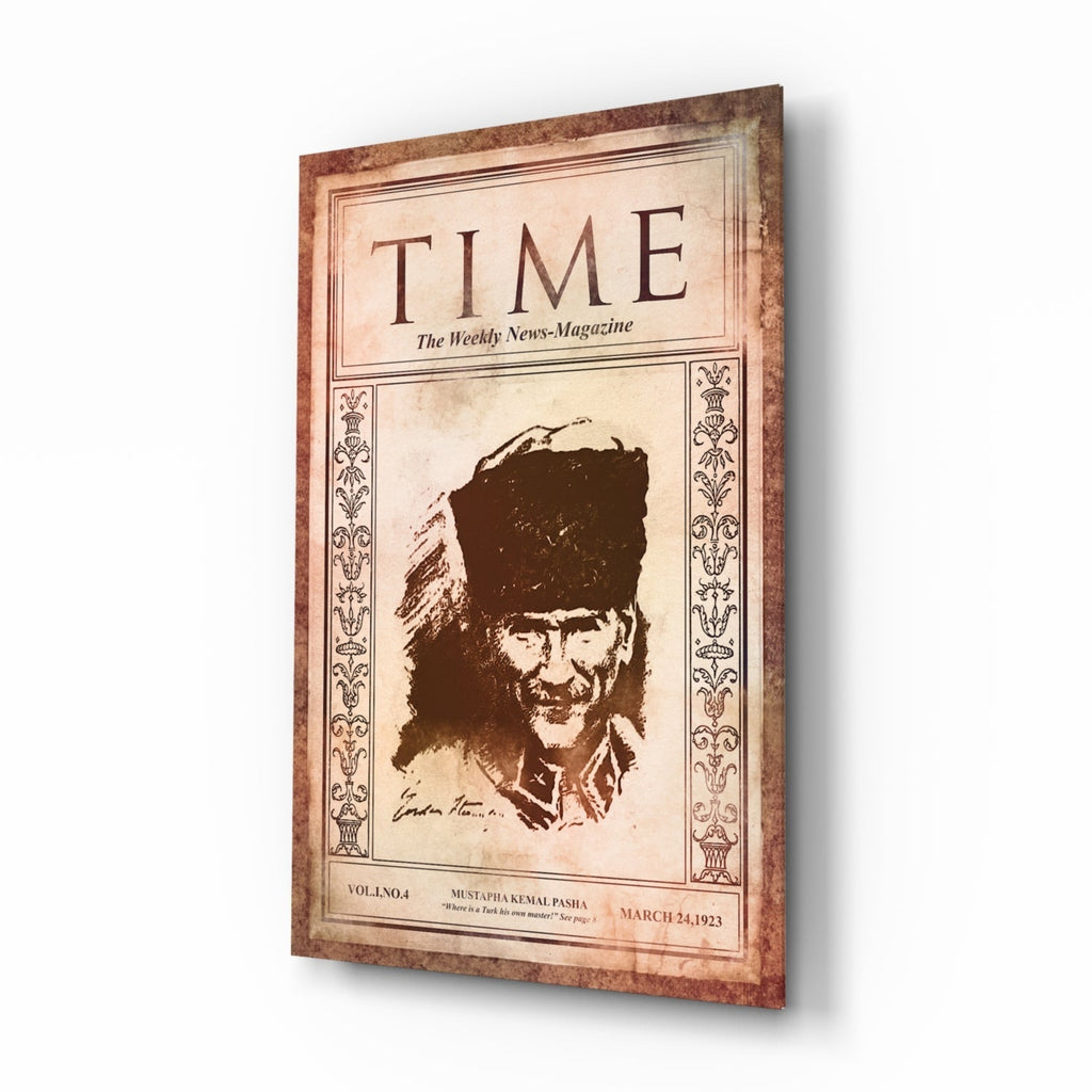 Atat√ºrk on Time Magazine Glass Wall Art