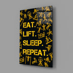 Eat, Lift, Sleep Glass Wall Art